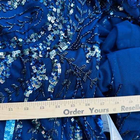 Mac Duggal Long Sleeve Embellished Illusion Evening Gown 12 Maxi Dress 5217 New - Picture 8 of 9